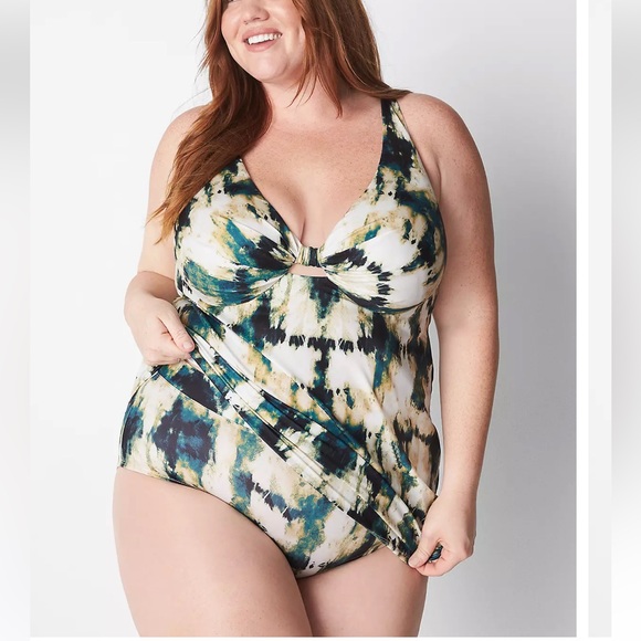 Lane Bryant Swim Top, Knot-Front Tankini - Picture 1 of 5
